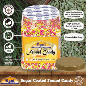 Rani Sugar Coated Fennel Candy bulk-pack image emphasizes 2lbs quantity value.