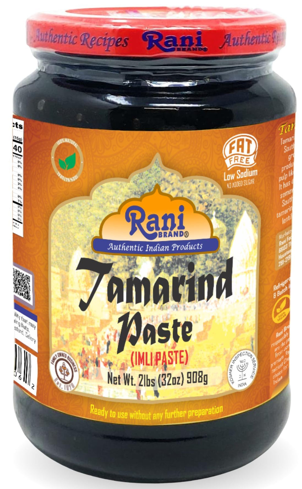 Rani tamarind paste bulk glass jar 32oz for easy storage and authentic flavor.