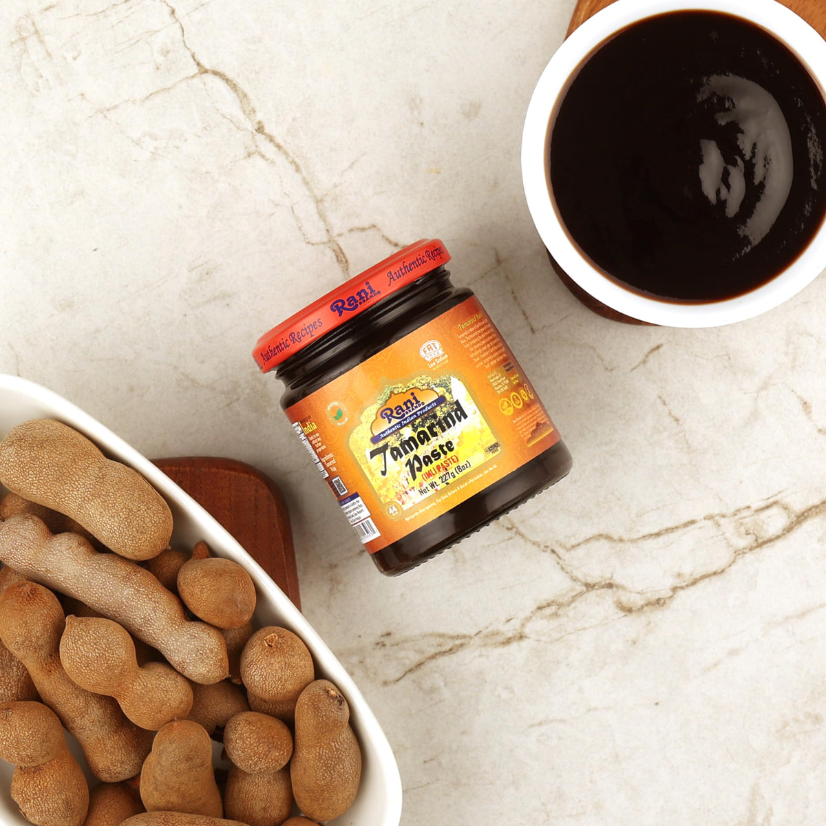 Product of India badge with Rani Tamarind paste packaging