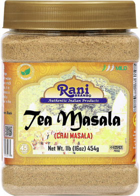 Rani Tea Masala spice blend jar ready for authentic chai at home.