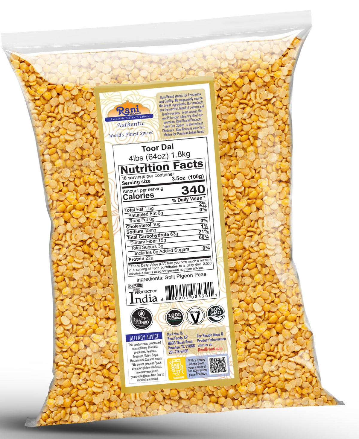 Rani Toor Dal kosher label image demonstrates certification and trust.
