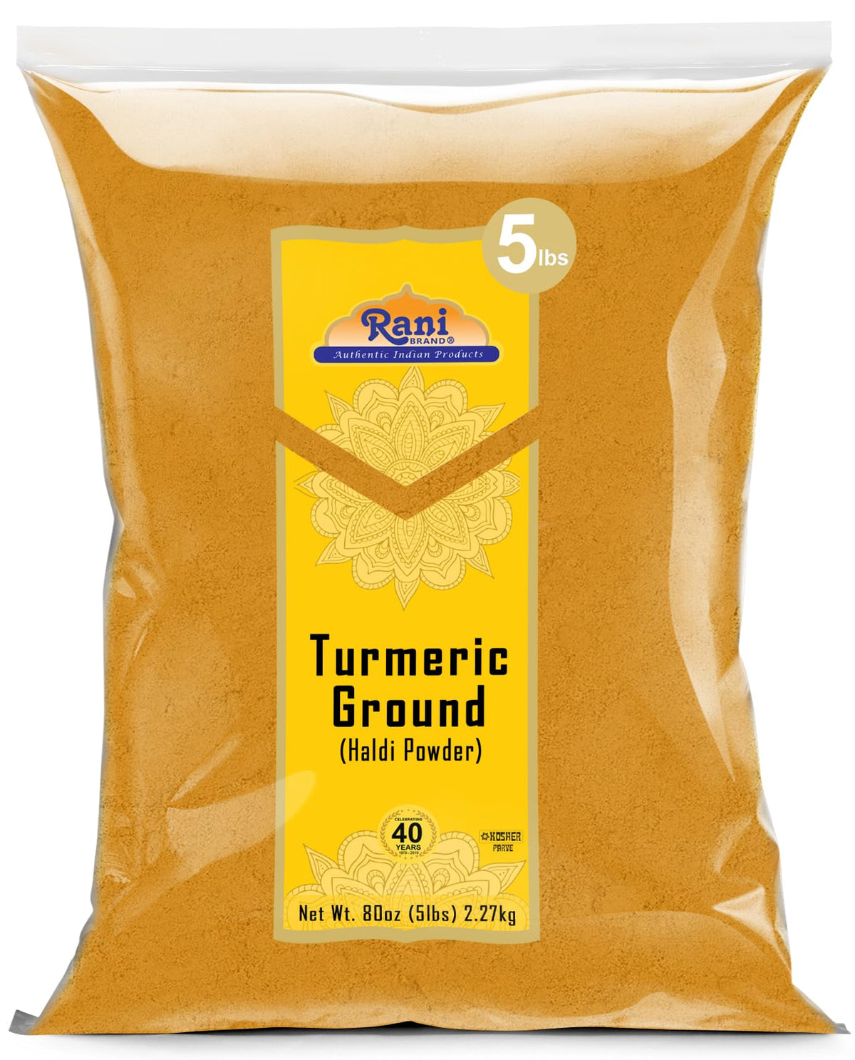 Rani Turmeric Root Powder bulk packaging 80oz showcases convenient storage for cooks