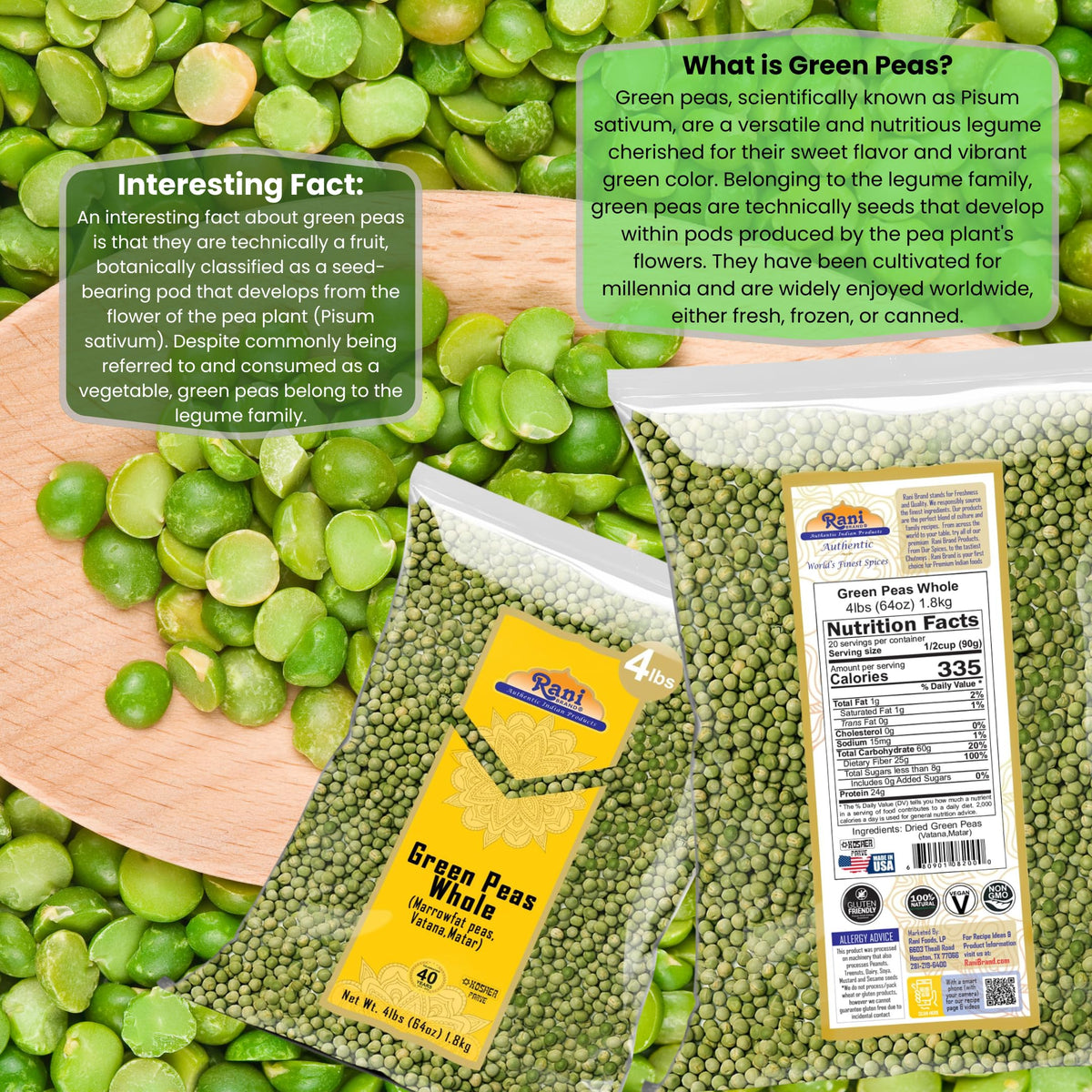 Rani Vatana dried peas USA, versatile for traditional Indian dishes.