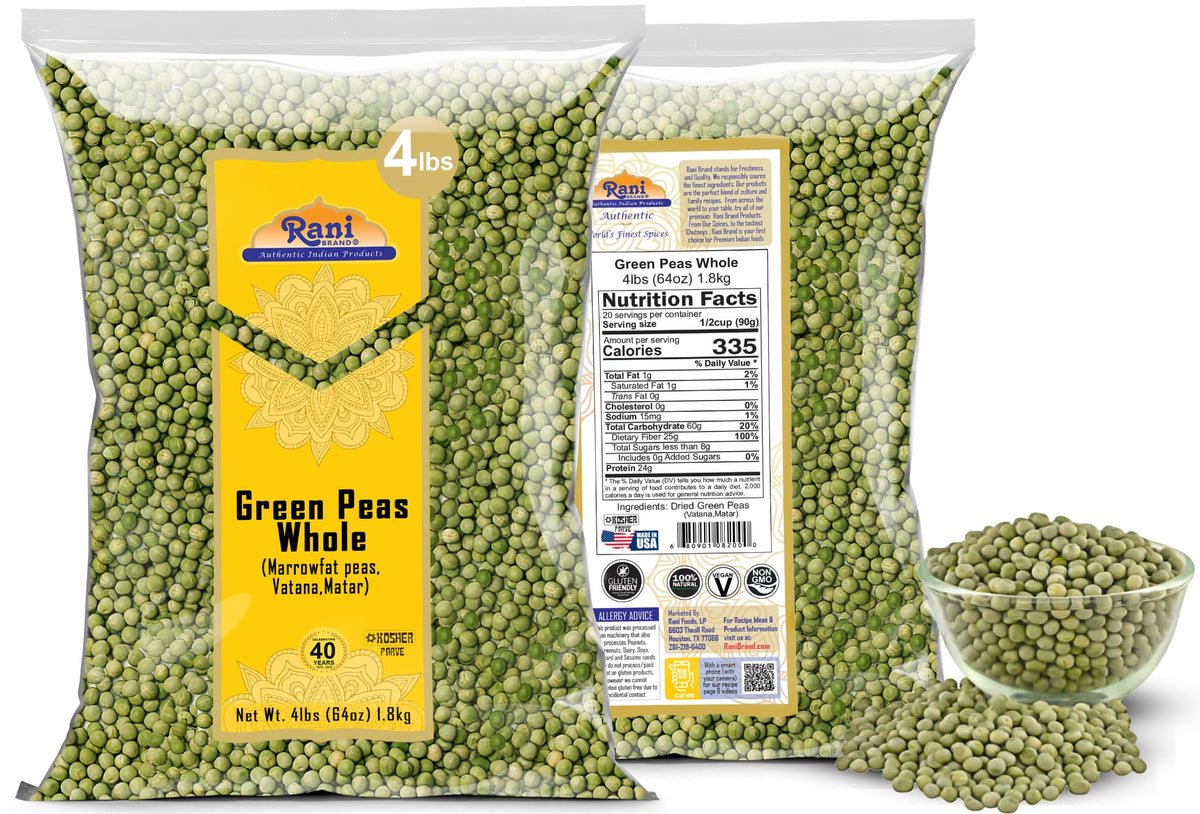 Rani vegan protein source peas, suitable for plant-based meals.