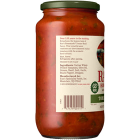 Raos label close-up highlighting natural ingredients and no added sugar.
