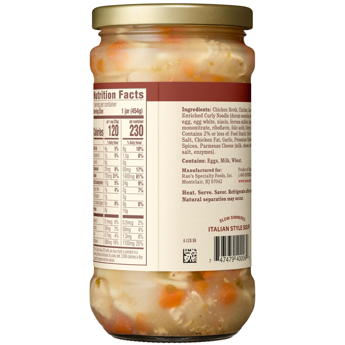 Steaming Rao's Made For Home Chicken Noodle Soup served to satisfy a quick weeknight meal.