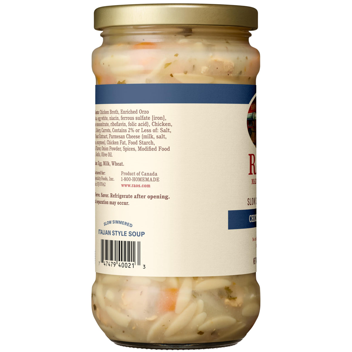 Rao's Made For Home Chicken and Orzo Soup orzo detail showing texture