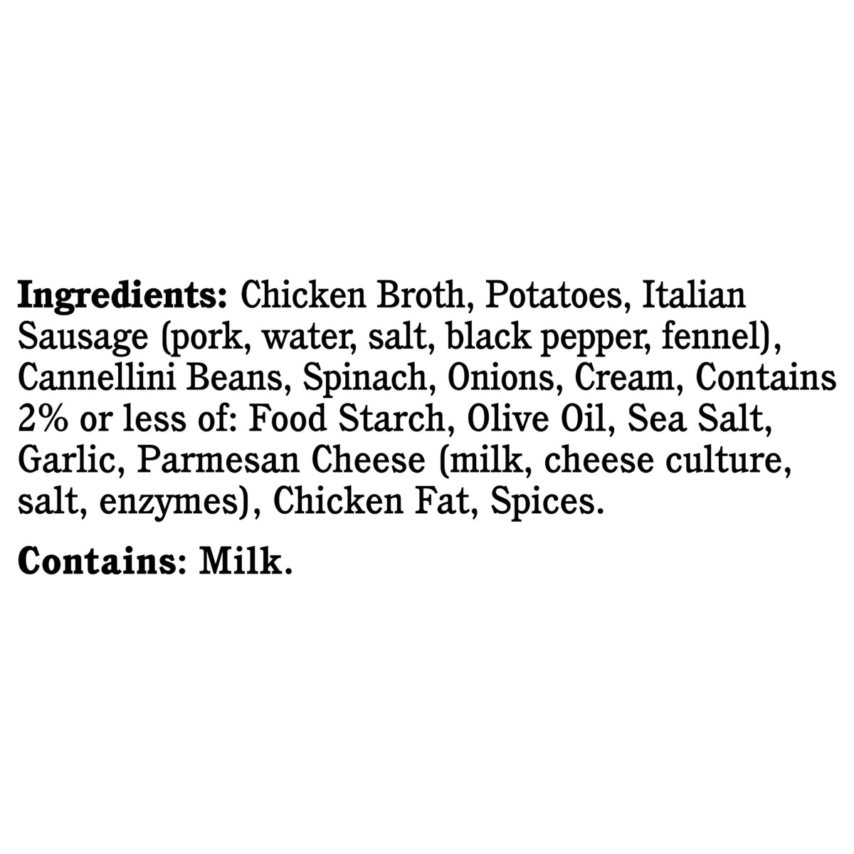 Rao’s Made For Home Sausage and Potato Soup ingredients close-up showing potatoes and sausage for flavor cues
