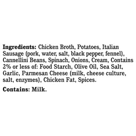 Rao’s Made For Home Sausage and Potato Soup ingredients close-up showing potatoes and sausage for flavor cues