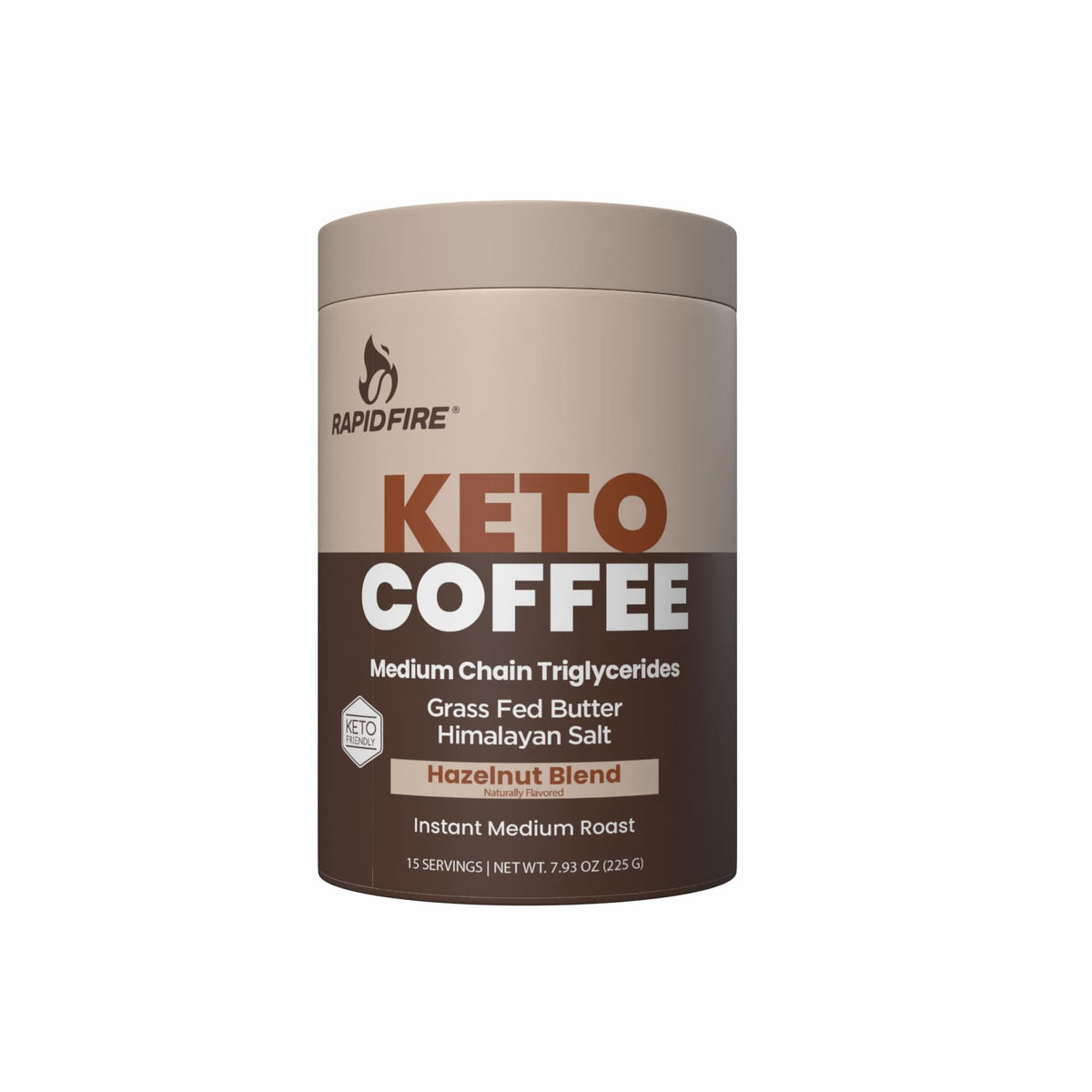 Rapid Fire hazelnut instant coffee pour shows creamy texture and steady energy.
