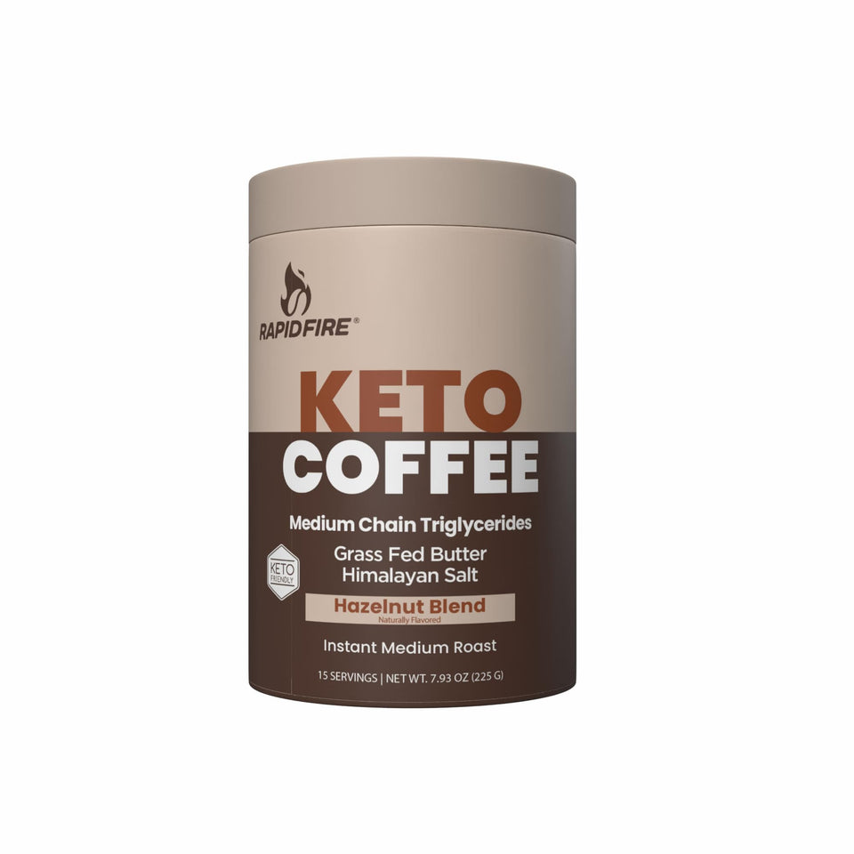 Rapid Fire hazelnut instant coffee pour shows creamy texture and steady energy.