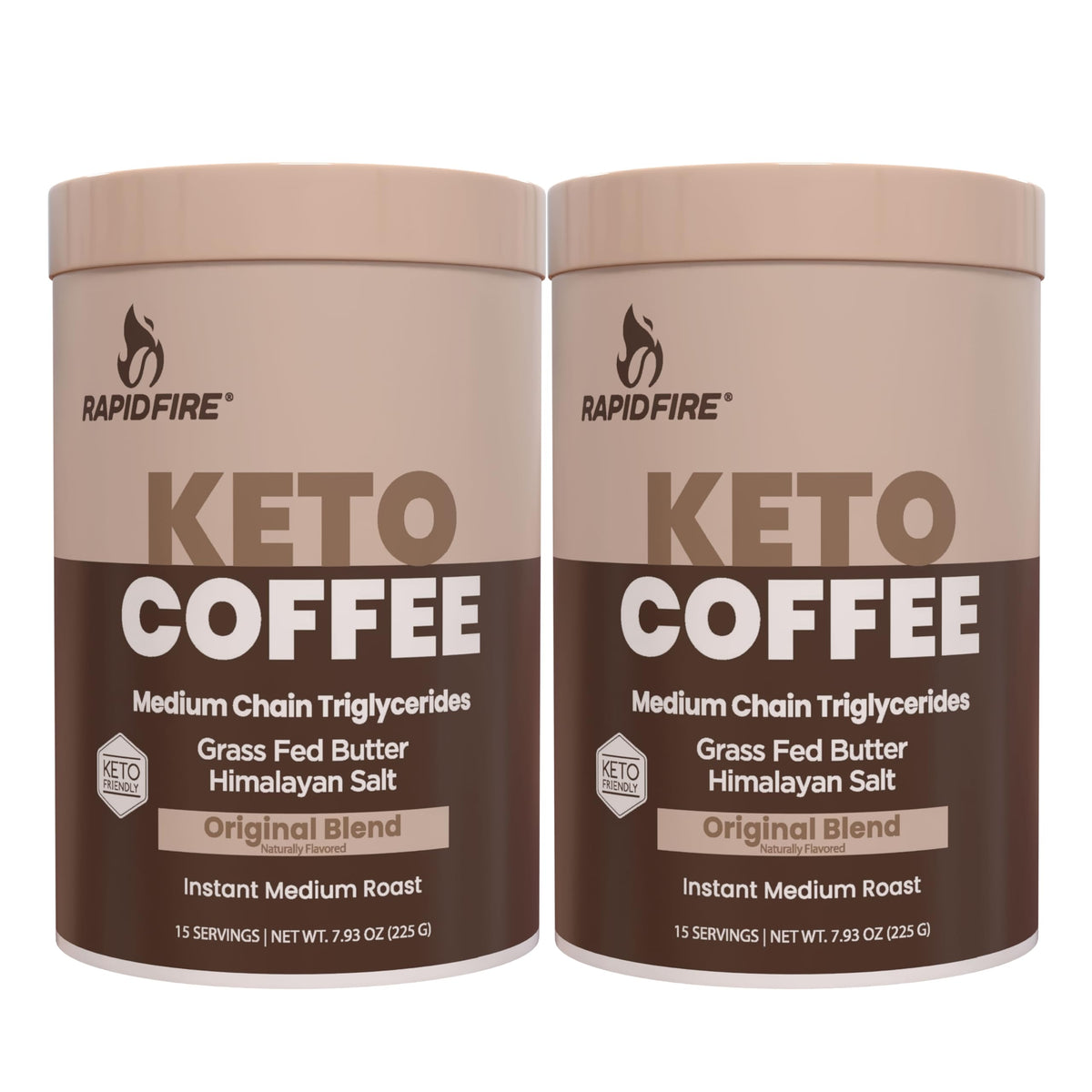 Rapid Fire Keto Coffee canister side view for daily keto energy.