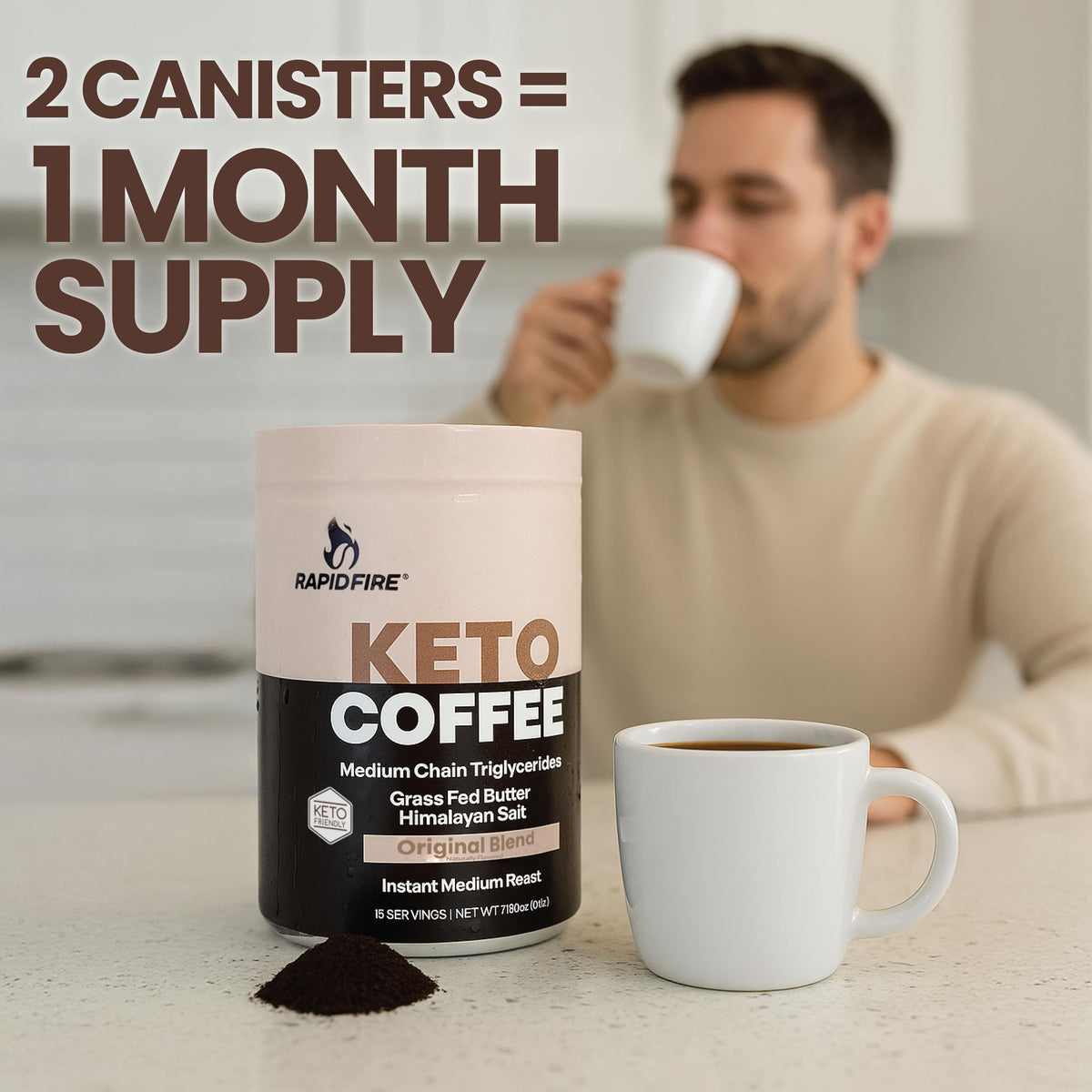 Rapid Fire Keto Coffee kitchen setup for energizing morning routine.