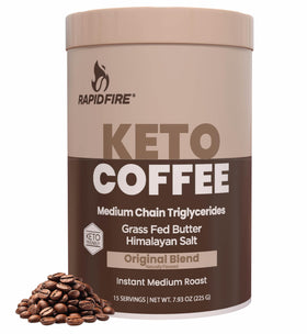 Rapid Fire Keto Coffee Pods original medium roast in a box for quick energy