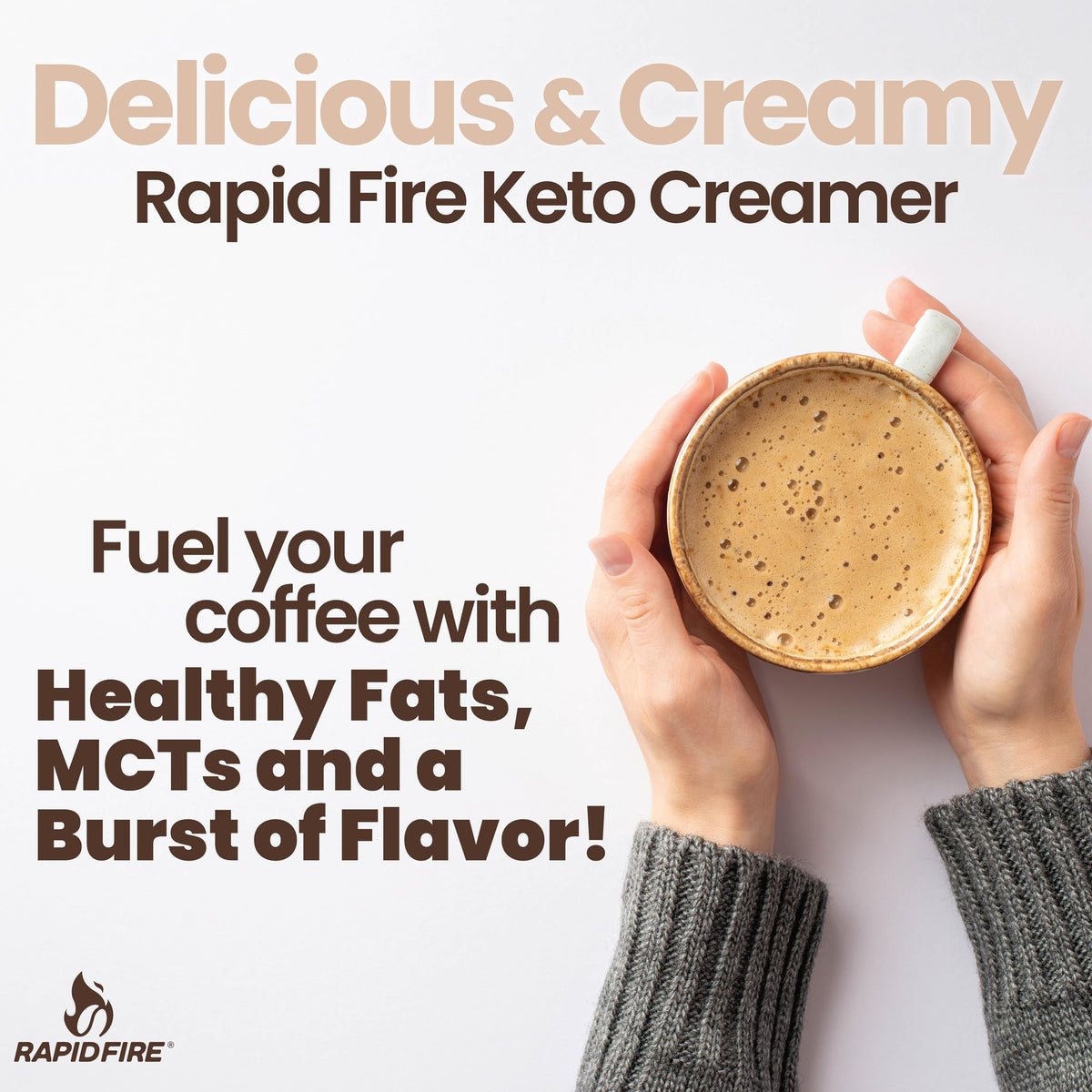 Rapid Fire Keto Creamer nutrition label close-up highlights 40 servings and value.