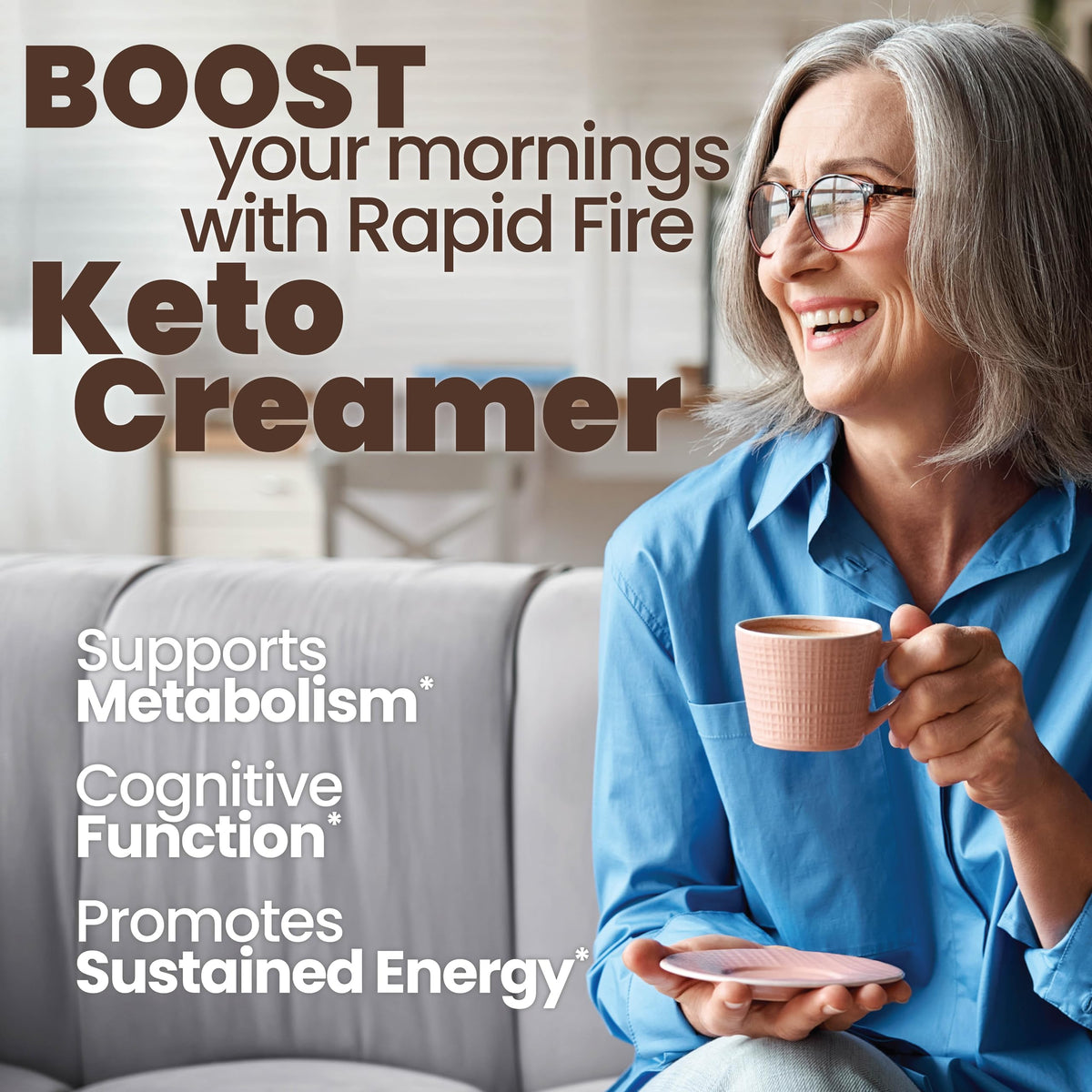 Rapid Fire Ketogenic Creamer tea cup highlighting metabolism friendly fat fuel