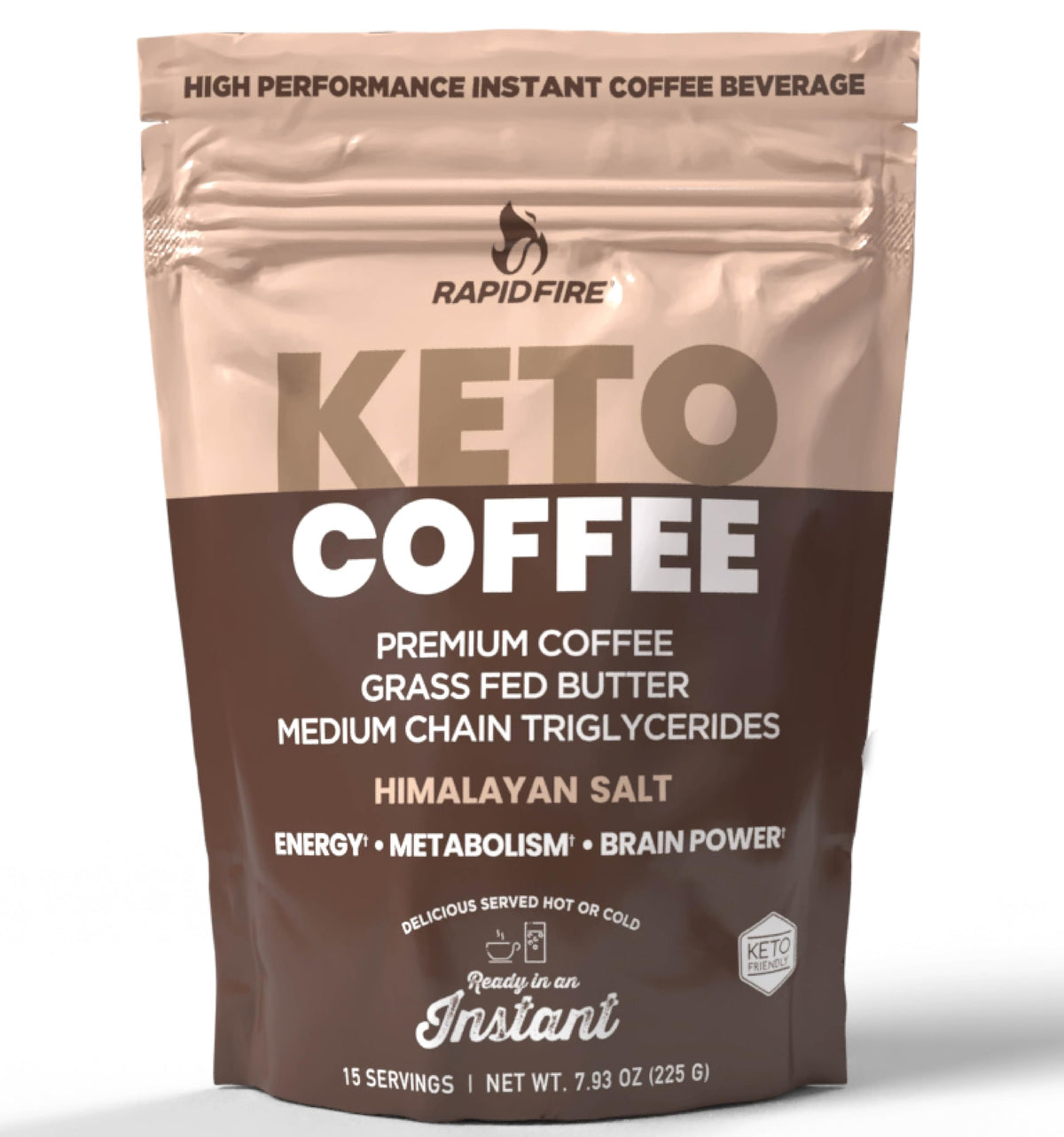 Rapid Fire Ketogenic Coffee powder in cup delivers smooth energy for a busy morning.