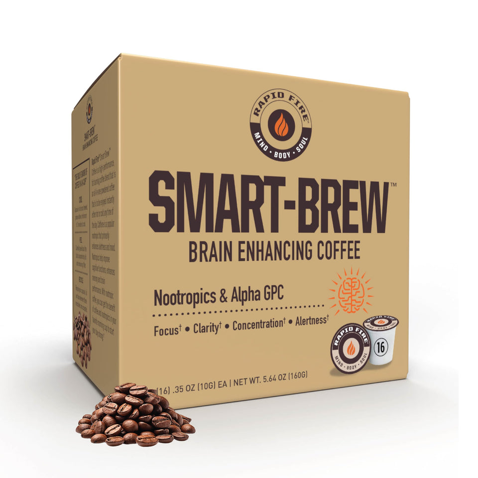 Rapid Fire Smart-Brew pods packaging showcases premium, convenient coffee for busy mornings.
