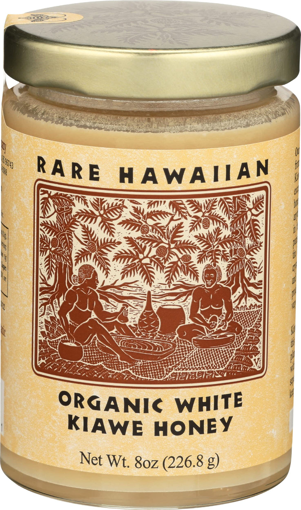 Rare Hawaiian Kiawe White Honey 8oz bottle with creamy texture and tropical aroma