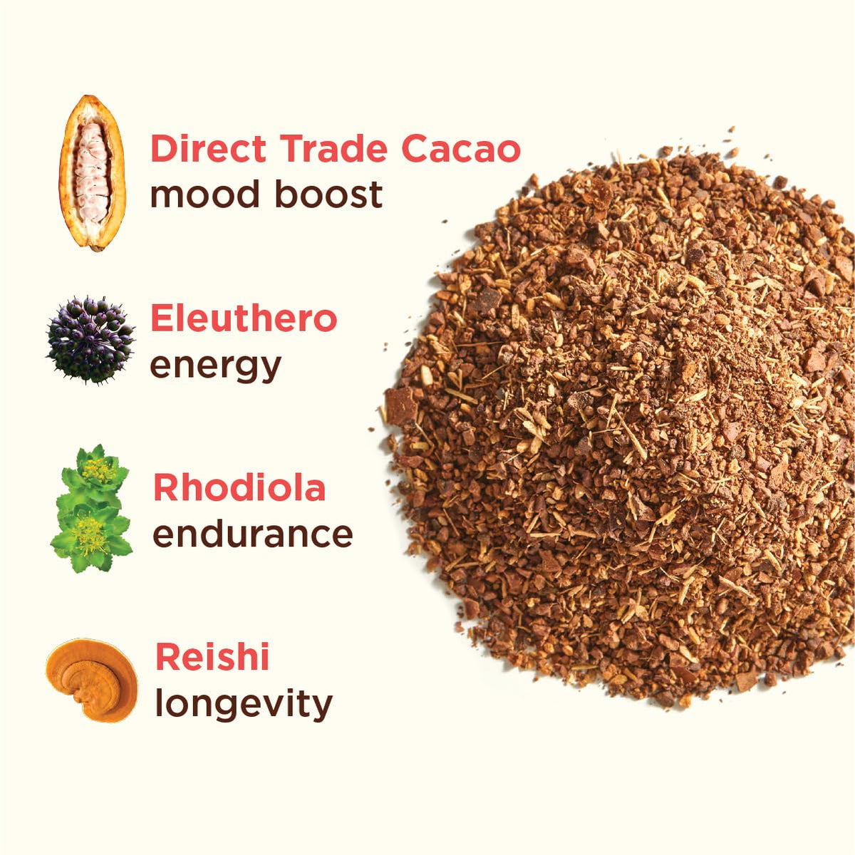 Rasa Cacao cup with steam ready for a calming focus