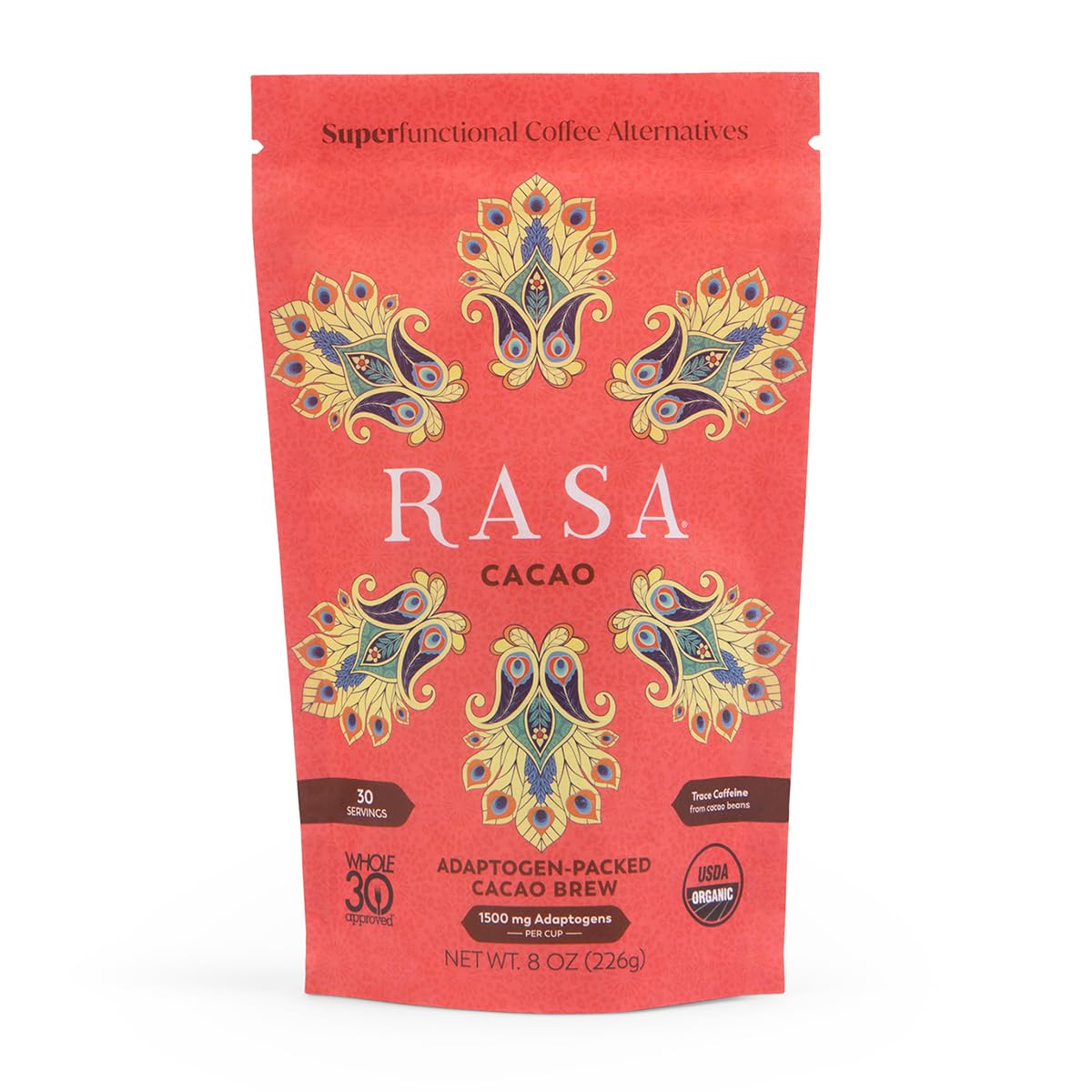 Rasa Cacao tin front showing branding and eco packaging