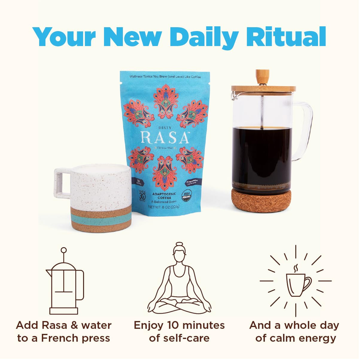 Steaming cup of Rasa Dirty coffee with smooth aroma and low acidity