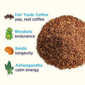 Close-up of Rasa Dirty powder tub with 1500 mg adaptogens per serving