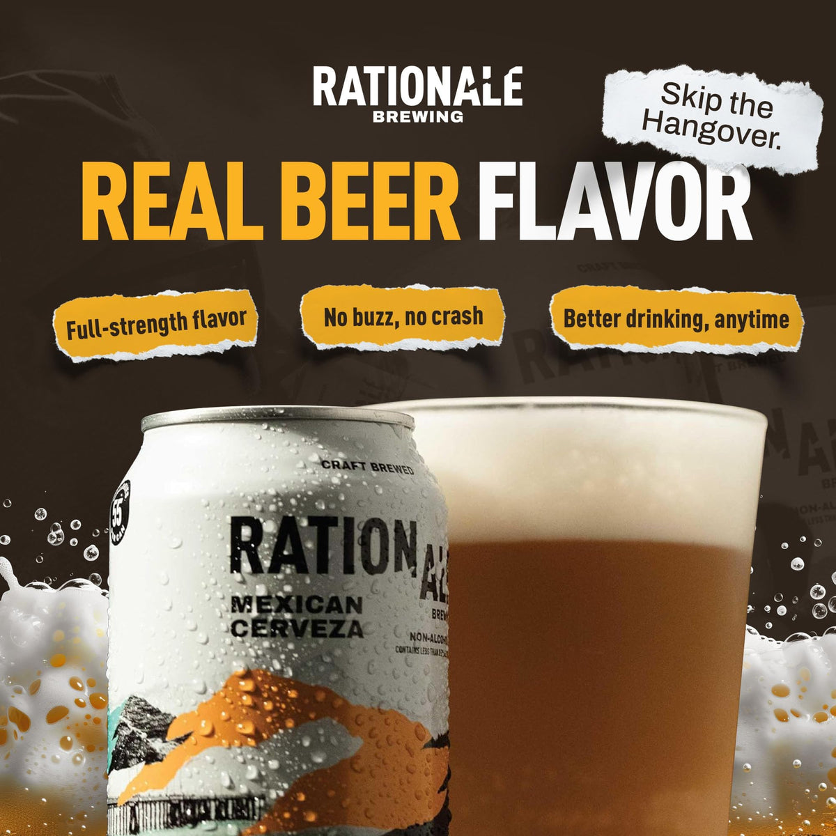 Rationale Brewing Kolsch can with glass suggests crisp, balanced flavor.
