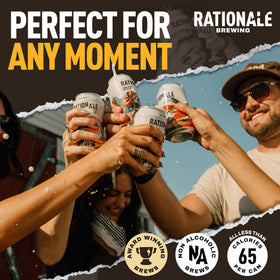 Rationale Brewing West Coast IPA can being poured highlights bold aroma and hop-forward character.