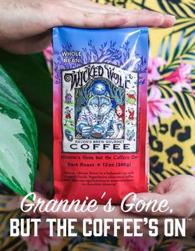 Raven's Brew Wicked Wolf dark roast finishes with currant and spice.