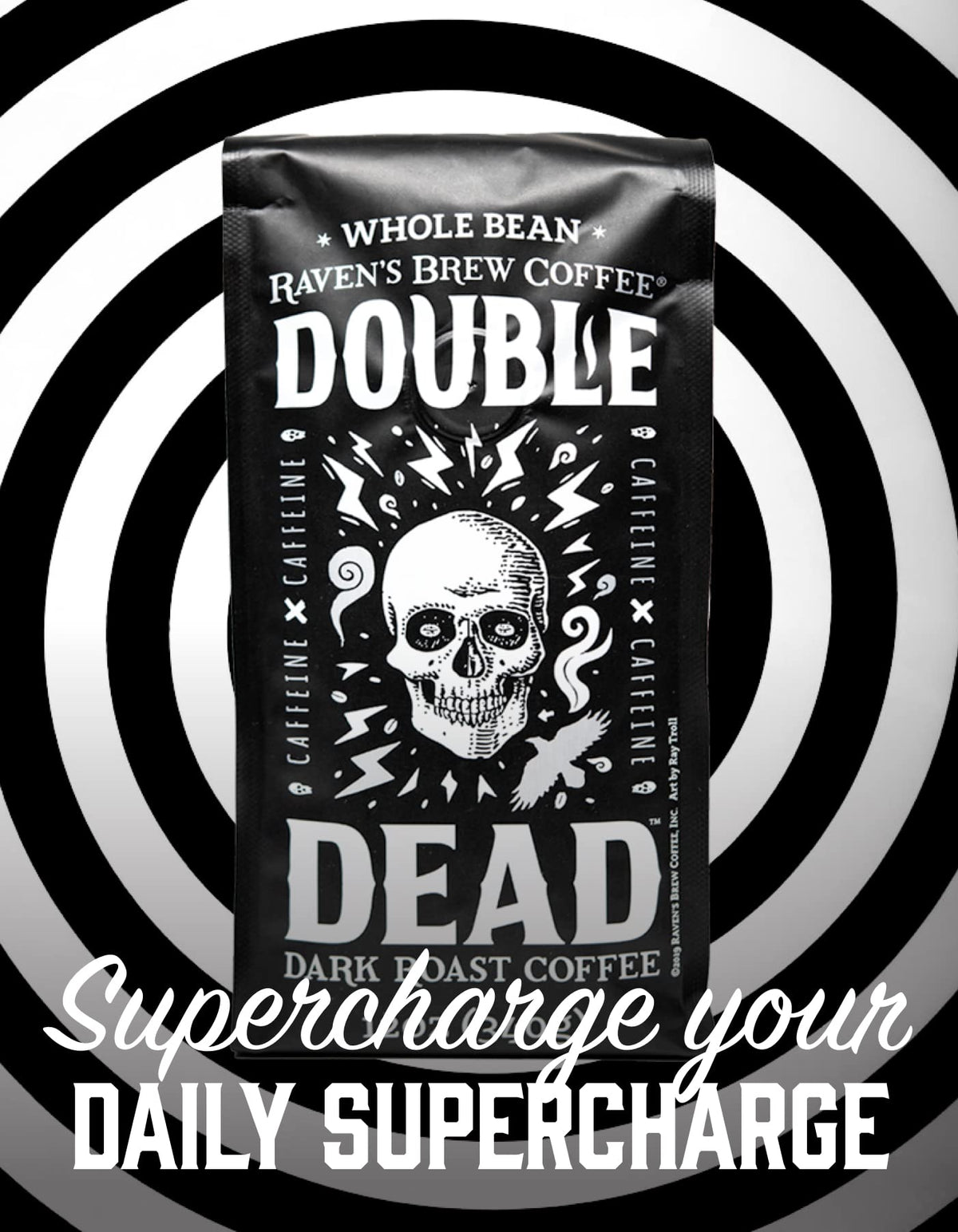 Steam rising from Raven's Brew Double Dead cup, inviting aroma.