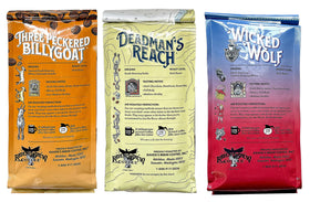 Raven's Brew packaging with a one-way valve protects freshness and aroma.