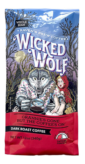 Raven's Brew Wicked Wolf beans ready for grinding and brewing.