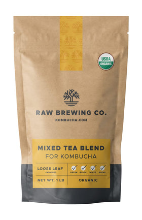 Raw Brewing Co kombucha tea blend loose leaves for richer fermentation.