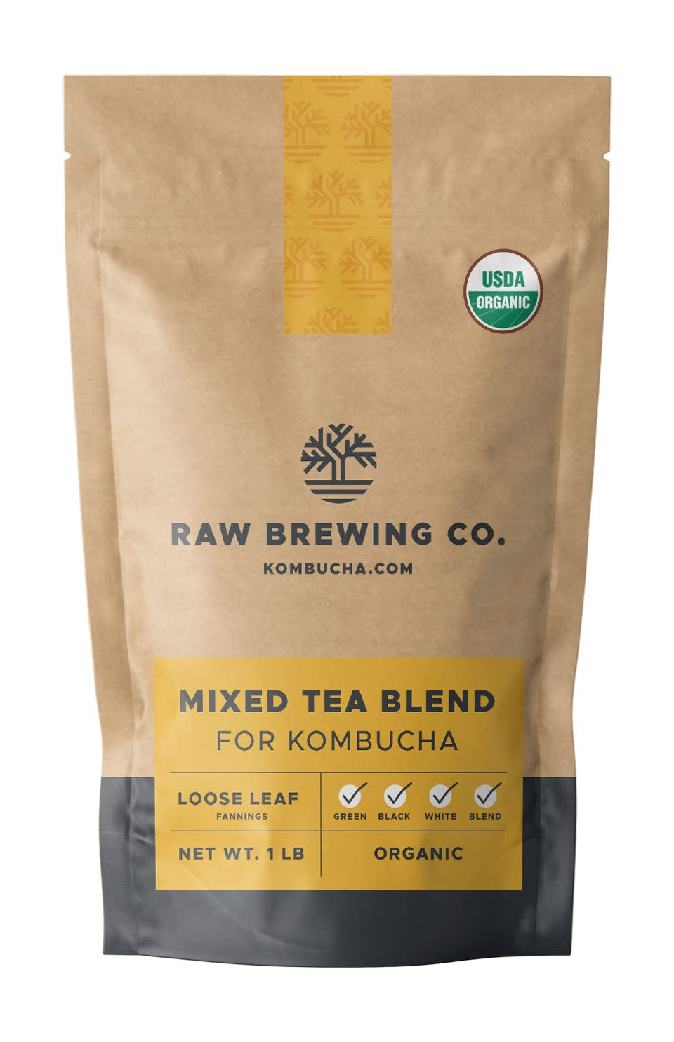 Raw Brewing Co kombucha tea blend loose leaves for richer fermentation.