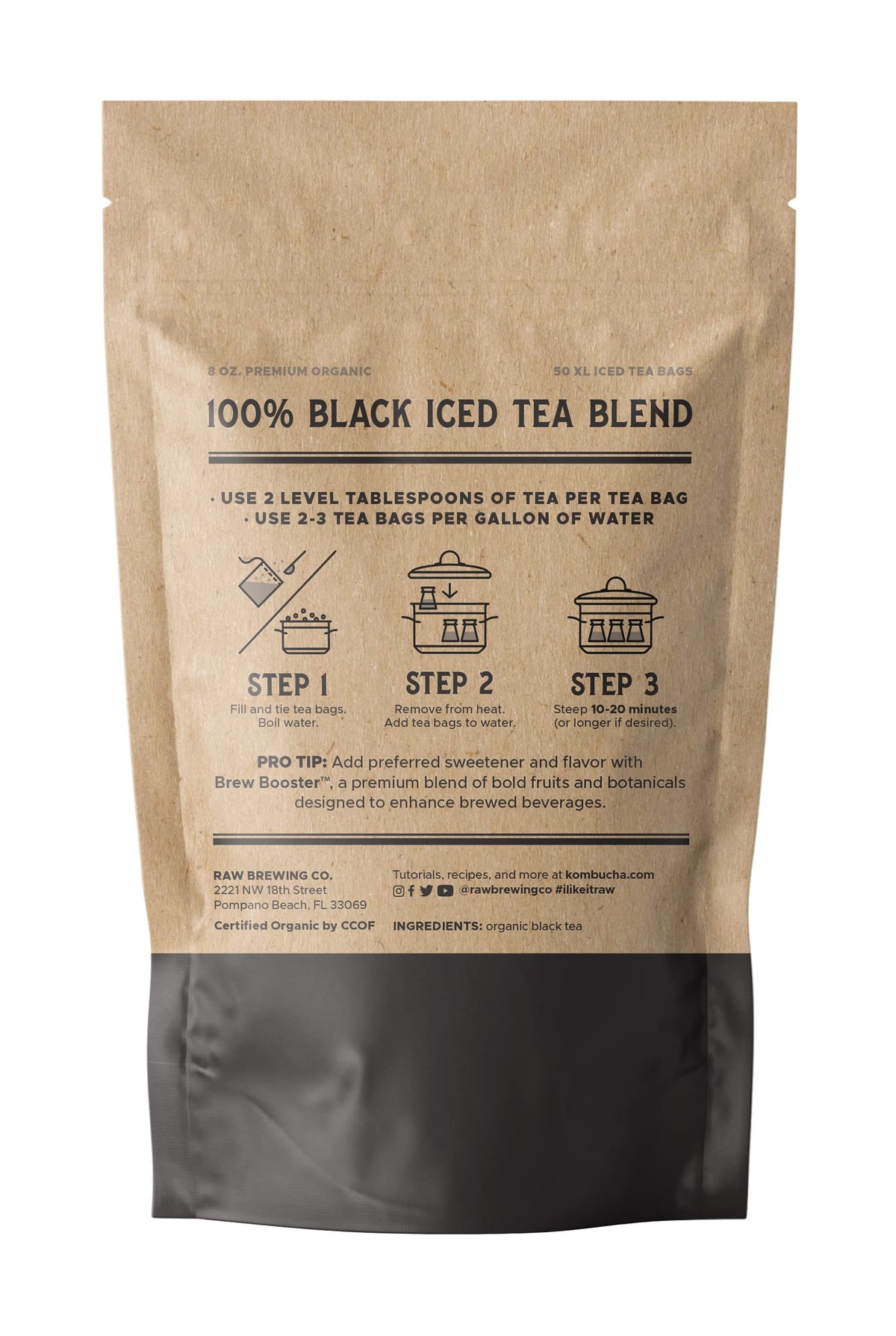 Raw Brewing The Southern Standard unbleached tea bags ready for fresh brewing