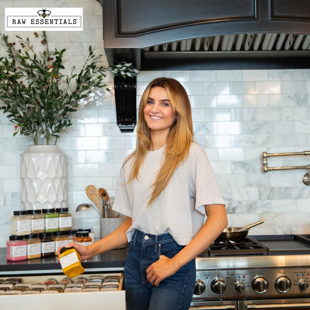 Raw Essentials cheddar powder ingredients close-up highlights dairy-based non-GMO sourcing.
