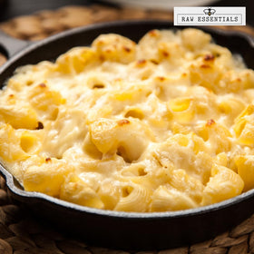 Raw Essentials cheddar powder popcorn dust adds savory coating to movie night.