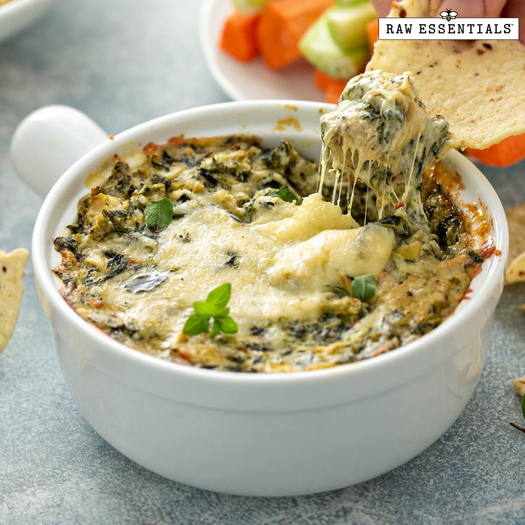 Raw Essentials roasted chopped garlic soup bowl conveys warm base flavor for soups.