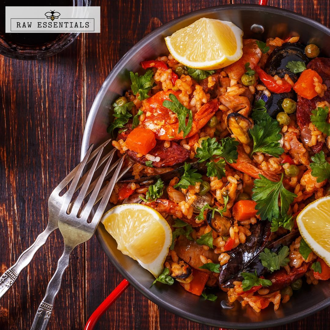 Raw Essentials Saffron Seasoning color splash image emphasizes vibrant hue in dishes