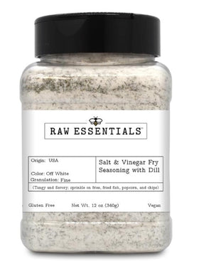 Raw Essentials Salt and Vinegar with Dill on fries for tangy crunch