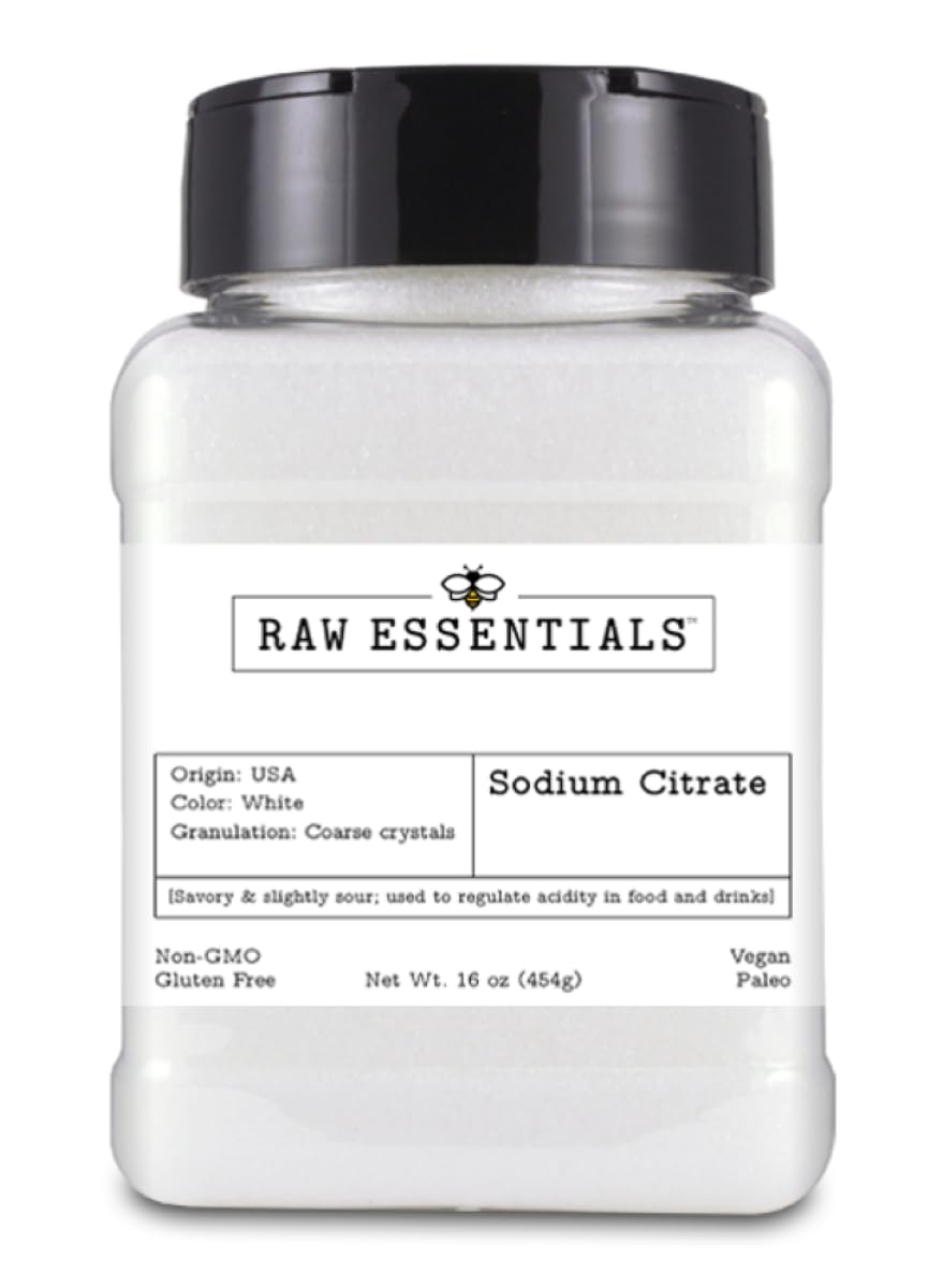 Raw Essentials Sodium Citrate emulsifier bottle highlights purity for smooth sauces