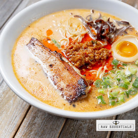 Raw Essentials spicy chicken bouillon pho-broth boosts aroma and warmth in pho.