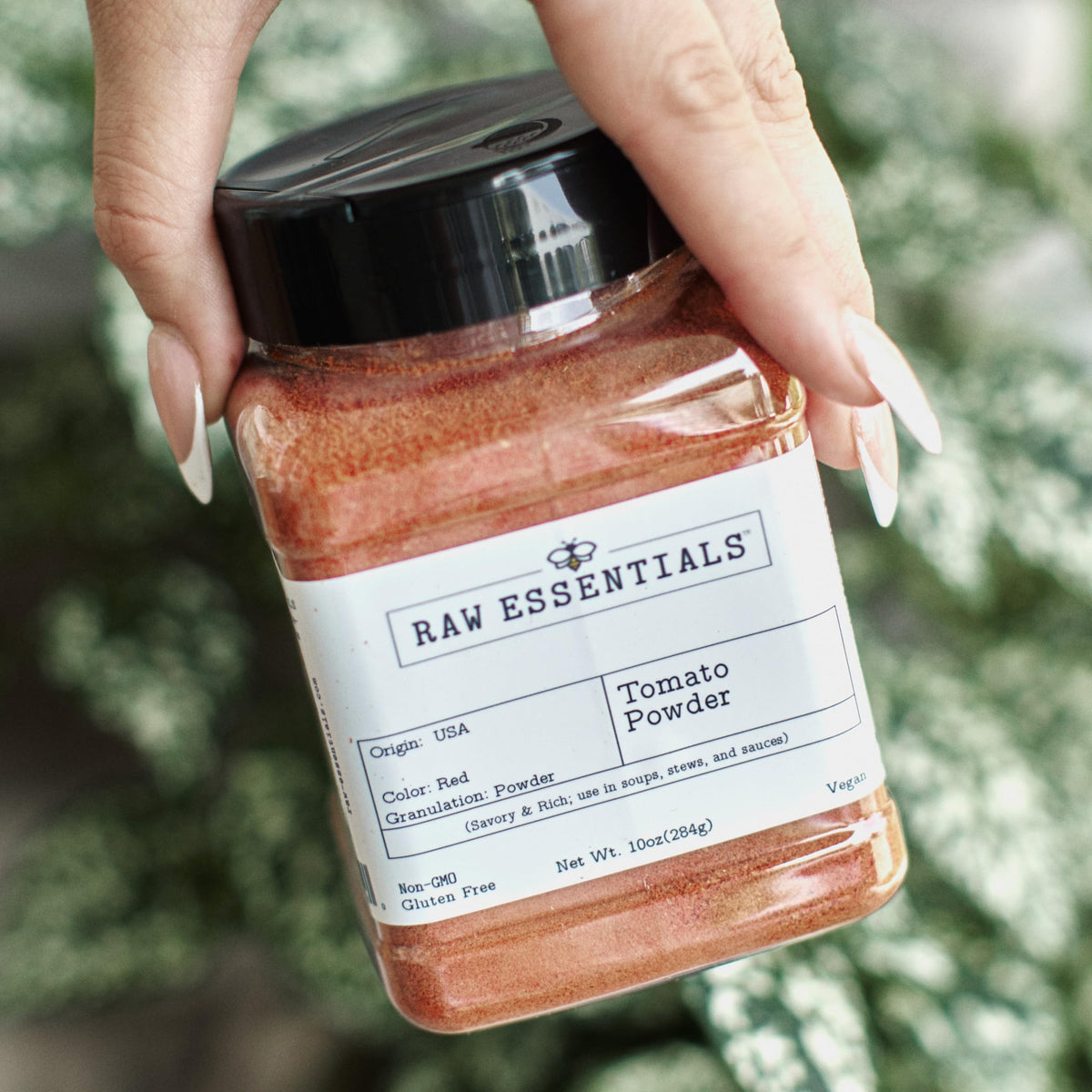 Raw Essentials tomato powder proudly produced in the USA.