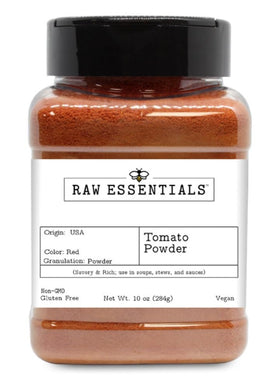 Raw Essentials tomato powder with smooth texture enhances soups and sauces.