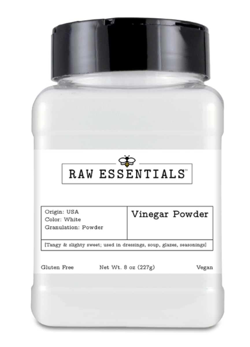 Raw Essentials White Vinegar Powder bottle for tangy dressings