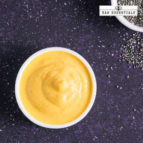 Raw Essentials yeast extract powder sprinkled on plant-based dishes for meaty richness.
