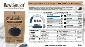 Raw Garden Black Lava coarse salt shown in a shaker for convenient seasoning