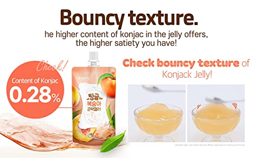 Rawel Sugar-free Peach Konjac Jelly, low calorie snack option.