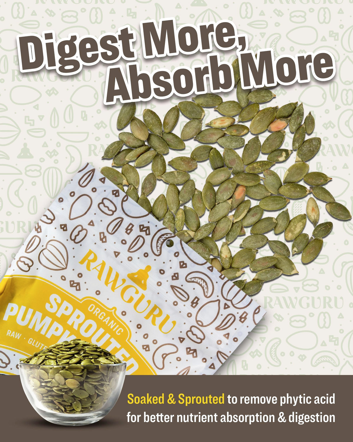 RawGuru seeds in a handful, ideal for on-the-go snacking.